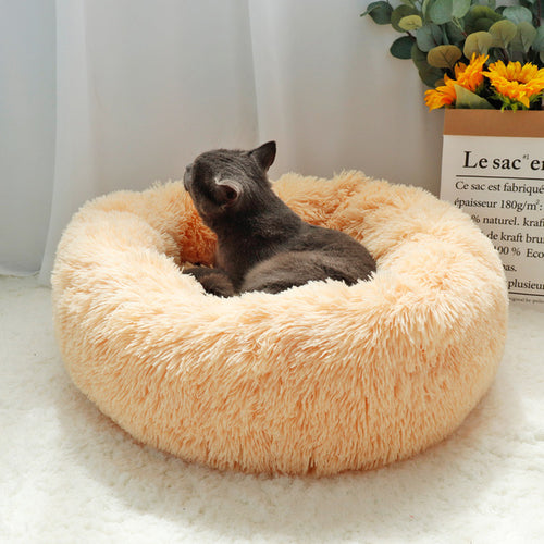 COMFYKITTENS Soft Plush Cat Bed -Indoor House Round Cat or Dog Bed