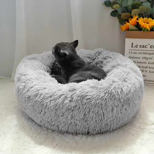 COMFYKITTENS Soft Plush Cat Bed -Indoor House Round Cat or Dog Bed