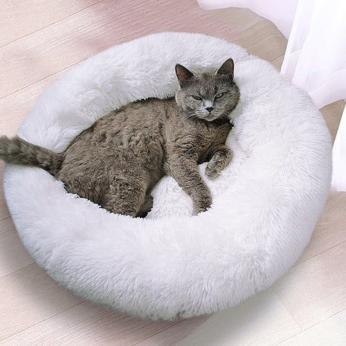 COMFYKITTENS Soft Plush Cat Bed -Indoor House Round Cat or Dog Bed