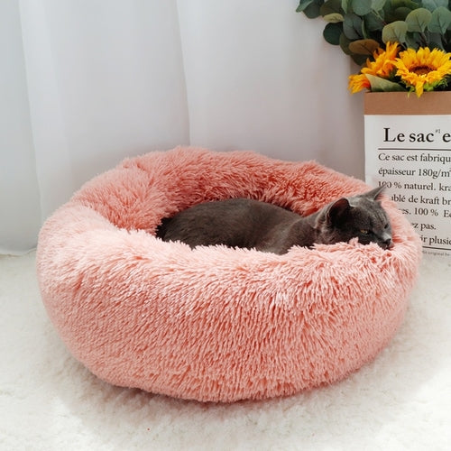 COMFYKITTENS Soft Plush Cat Bed -Indoor House Round Cat or Dog Bed