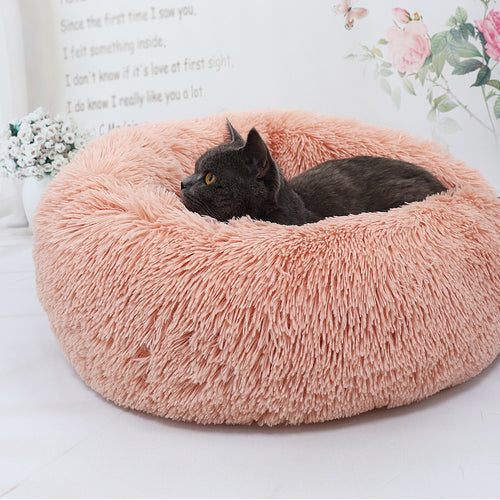 COMFYKITTENS Soft Plush Cat Bed -Indoor House Round Cat or Dog Bed