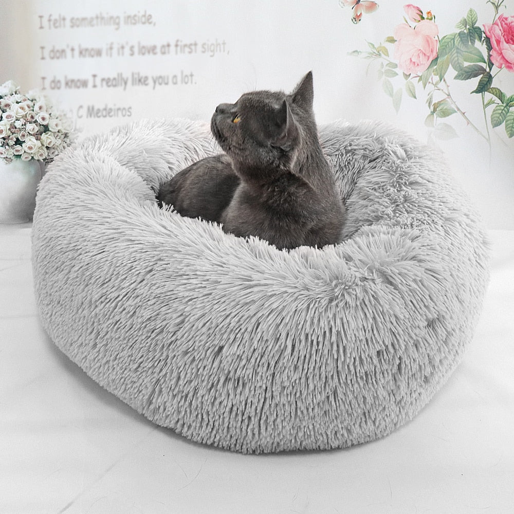 COMFYKITTENS Soft Plush Cat Bed -Indoor House Round Cat or Dog Bed